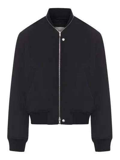 Jil Sander Zipped Wool Bomber Jacket In Blue