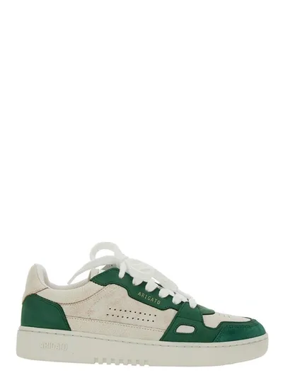 Axel Arigato 'dice Low' Green And White Low Top Sneakers With Embossed Logo And Vintage Effect In Leather Woman