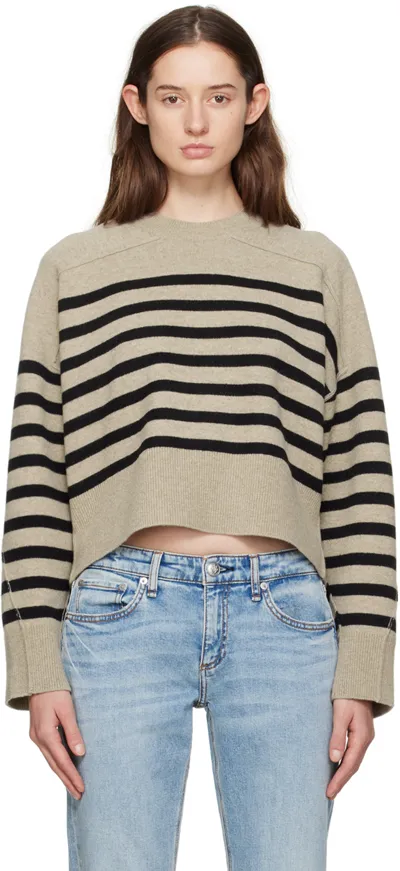 Rag & Bone Women's Bridget Striped Crewneck Sweater In Oatmeal Multi