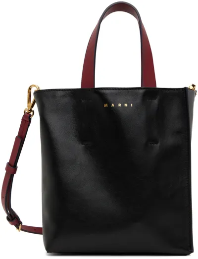 Marni Black & Gray Museo Soft Mini Tote In Z2i33 Black/mercury