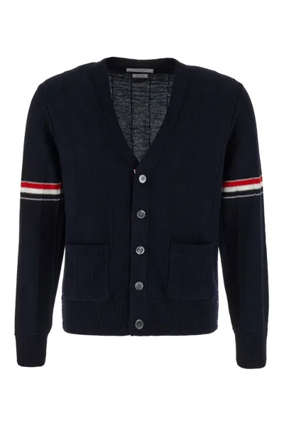 Thom Browne Stripped Buttoned Cardigan In Navy