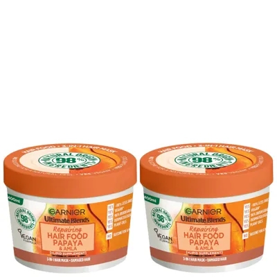 Garnier Ultimate Blends Papaya 3-in-1 Damaged Hair Mask Duo In White