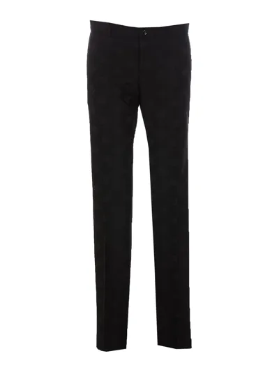 Dolce & Gabbana Dg Logo Jacquard Stretch Wool Pants In Black