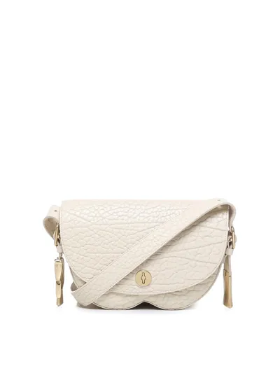 Burberry Medium Leather Chess Shoulder Bag In Cream