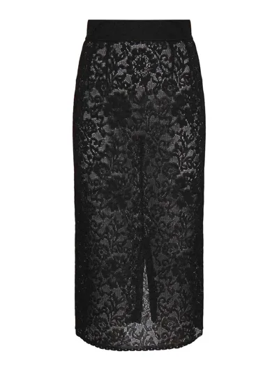 Dolce & Gabbana Lace Midi Skirt In Black