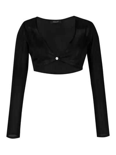 Versace Medusa Crop Knit Cardigan, Female, Black, 36