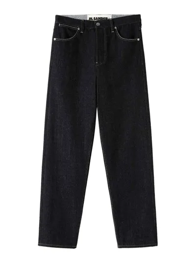 Jil Sander Contrast-stitching Cotton Jeans In Blu