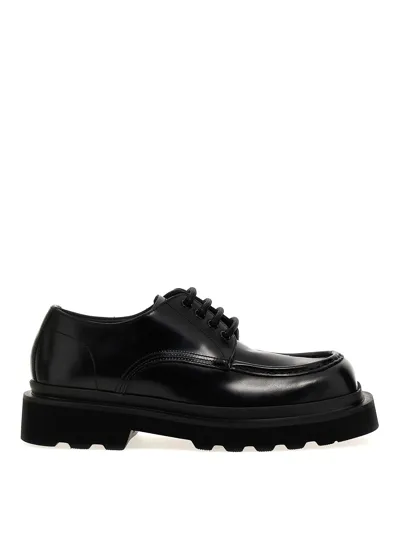 Dolce & Gabbana Brushed Leather Derby Shoes In Black