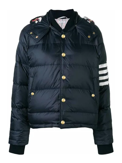 Thom Browne 4-bar Matte Nylon Bomber In Dark Blue