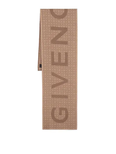 Givenchy 4g Logo-jacquard Wool-blend Scarf In Brown