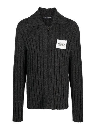 Dolce & Gabbana Re-edition Virgin Wool Cardigan In Black