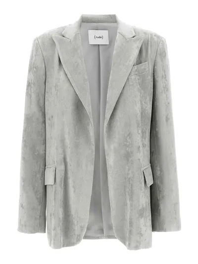 Nude Velvet Blazer In Grey