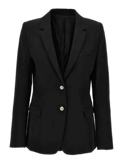 Rabanne Paco  Womens Black Single-breasted Shoulder-pad Wool Blazer