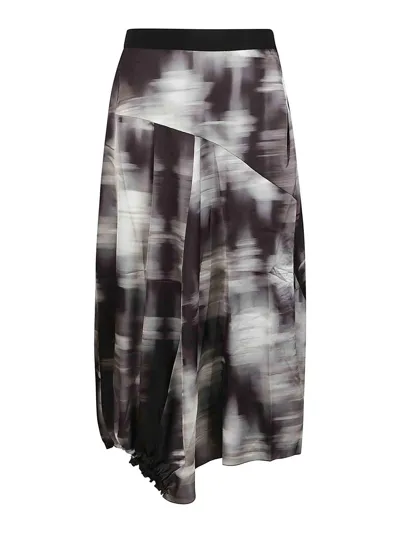 High Literally Blurred Stripes Asymmetric Skirt In Negro