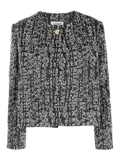 Lanvin Cropped Tweed Jacket In Black  