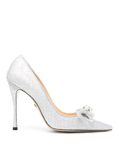 Mach & Mach Double Bow Glitter High Heel Pumps In Silver