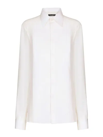 Dolce & Gabbana Silk Crepe De Chine Shirt In White