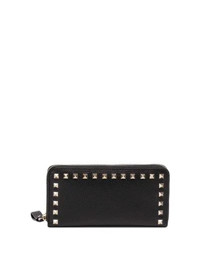 Valentino Garavani `rockstud` Leather Continental Wallet In Black