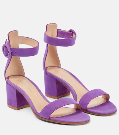 Gianvito Rossi Versilia 60 Suede Sandals In Purple