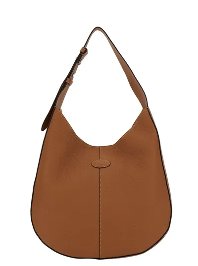 Tod's Oboe Logo Patch Medium Shoulder Bag In Brown