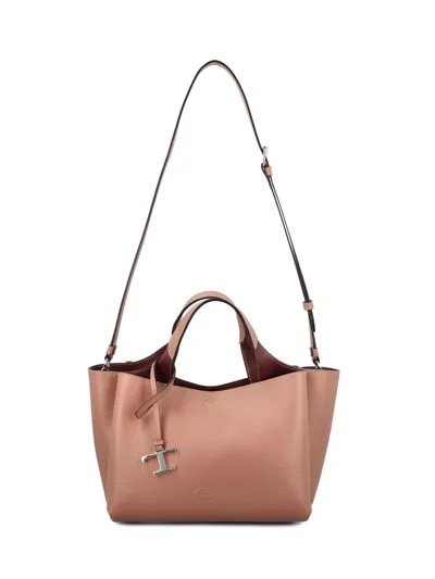 Tod's Logo Plaque Top Handle Bag In Brown