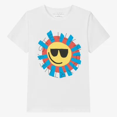 Stella Mccartney Kids Teen Boys White Cotton Sun Print T-shirt