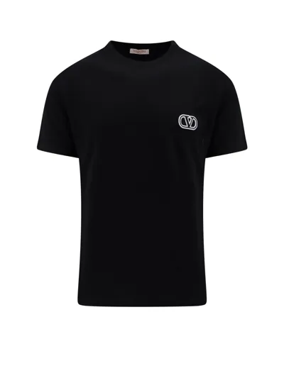 Valentino Regular Fit Cotton T-shirt With Logo In Black