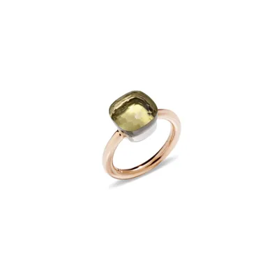 Pre-owned Pomellato Nudo Classic Ring 18k Roségold Mit Lemonquarz Ref. Paa1100o6000000ql In Gelb