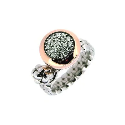 Pre-owned Tirisi Ring Mit Diamanten Ca. 0,24 Ct. 750 Rg / 925 Ag 55 In Silber