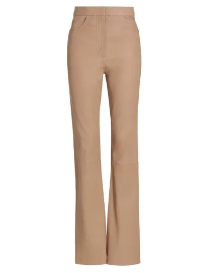 Remain Birger Christensen Women's Stretch Leather Flared Pants In Tannin