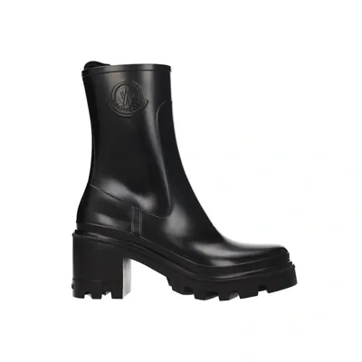 Moncler Loftgrip Embossed Rubber Rain Boots In Black