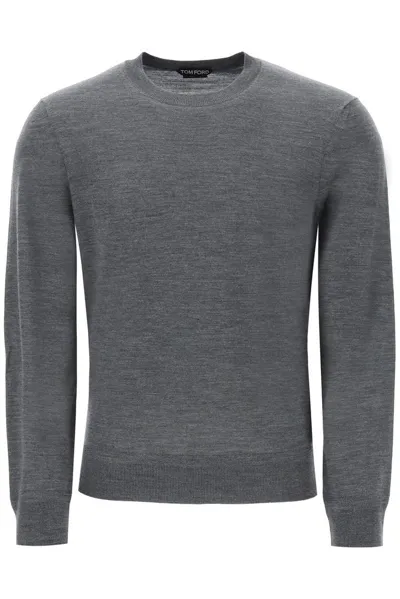 Tom Ford Crewneck Knitted Jumper In Grey