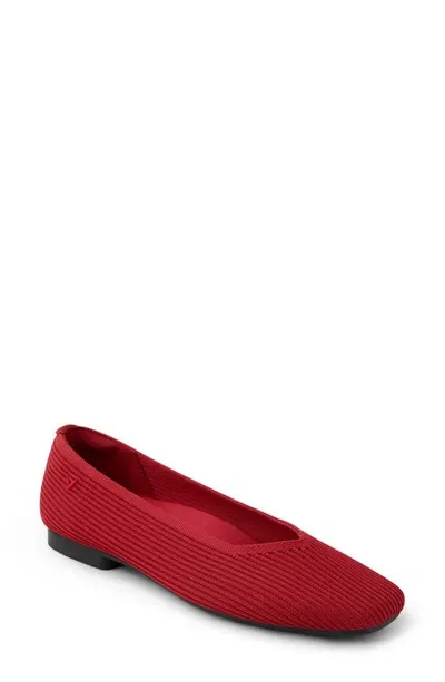 Vivaia Margot 2.0 Square Toe Flat In Ruby Red