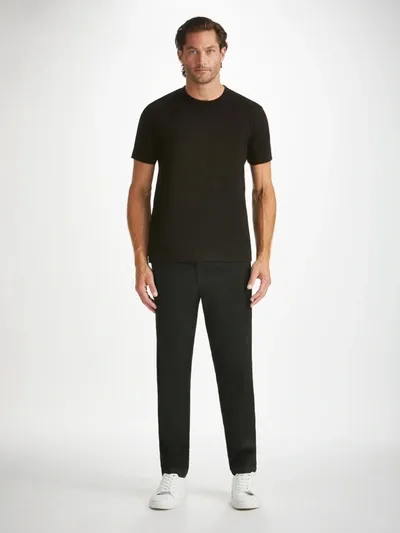 Derek Rose Harris 1 Slim-fit Straight-leg Stretch Lyocell And Cotton-blend Twill Trousers In Black