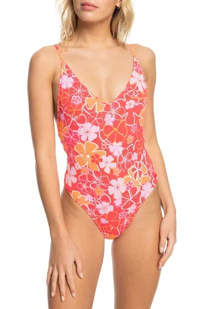 Roxy Juniors' Meadow Flowers V-neck One-piece Swimsuit In Bittersweet Meadow Flowers