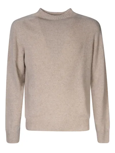 Lanvin Ribbed Round Neck Sweater In Beige