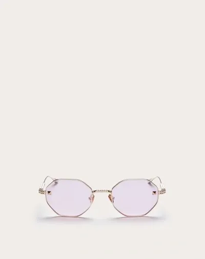 Valentino Garavani Valentino V - Stud Hexagonal Titanium Frame Woman Pink 52