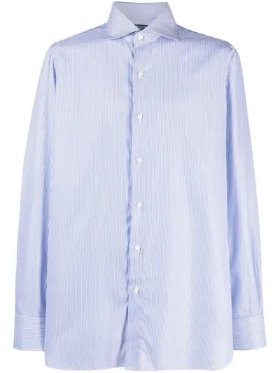 Finamore 1925 Napoli Striped Cotton Shirt In Blue