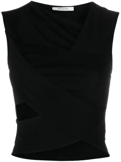 Gauchère Asymmetric Cutout Crop Top In Black