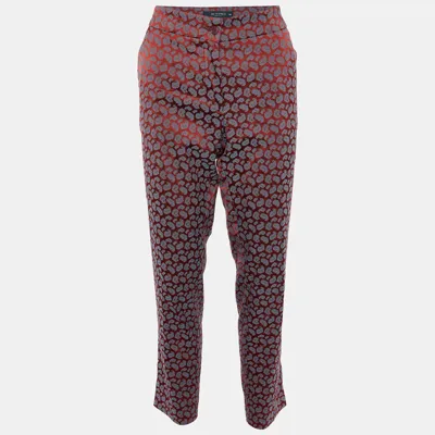 Pre-owned Etro Red Paisley Jacquard Tapered Leg Pants M