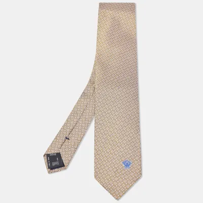 Pre-owned Versace Gold Geometric Pattern Silk Tie