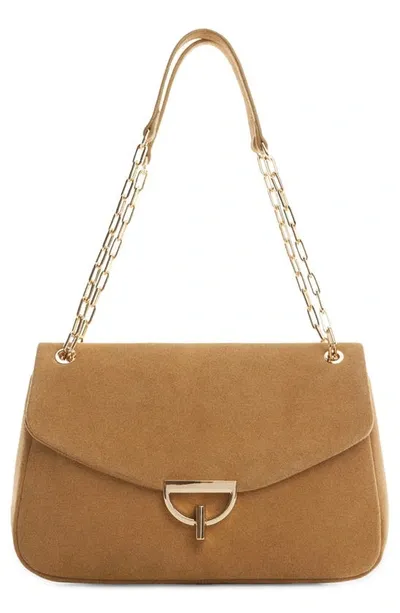 Mango Chain Suede Bag Medium Brown