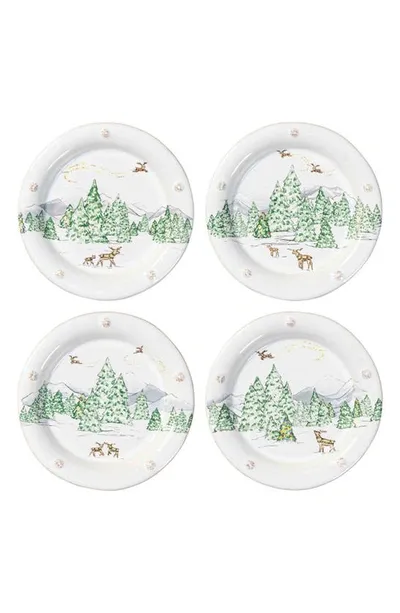 Juliska Assorted North Pole 4-piece Cocktail Plate Set In Multi