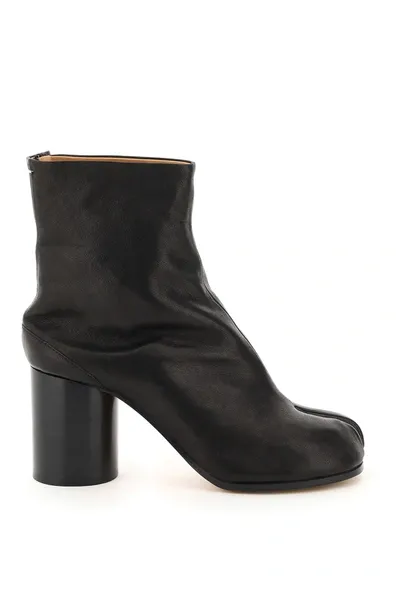 Maison Margiela Tabi Leather Ankle Boots In Black