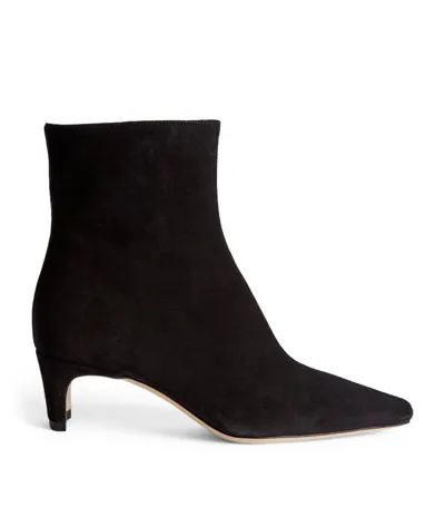 Staud Wally Suede Ankle Boots In Black