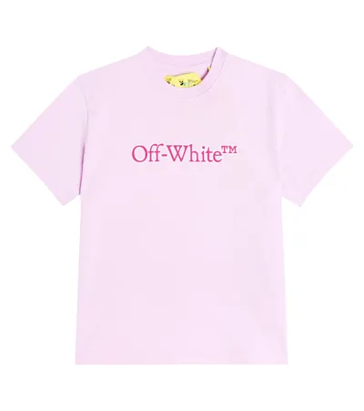 Off-white Kids' Logo Cotton Jersey T-shirt In Purple