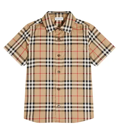 Burberry Kids'  Check Cotton-blend Shirt In Multicoloured