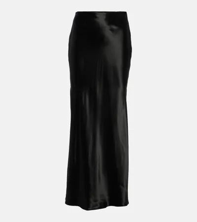 Ferragamo Woman Longline Satin Skirt In Black