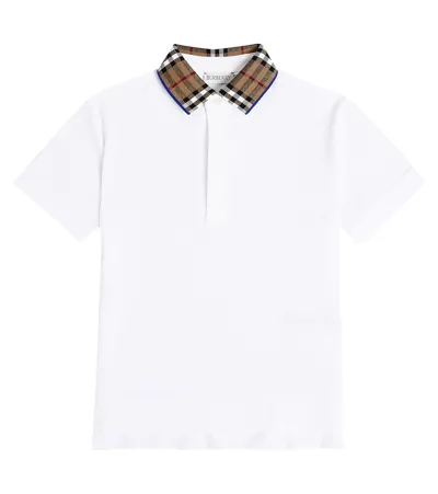 Burberry Kids' White And Archive Beige Cotton Polo Shirt