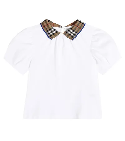 Burberry Kids' Cotton Piqué Polo Shirt In White